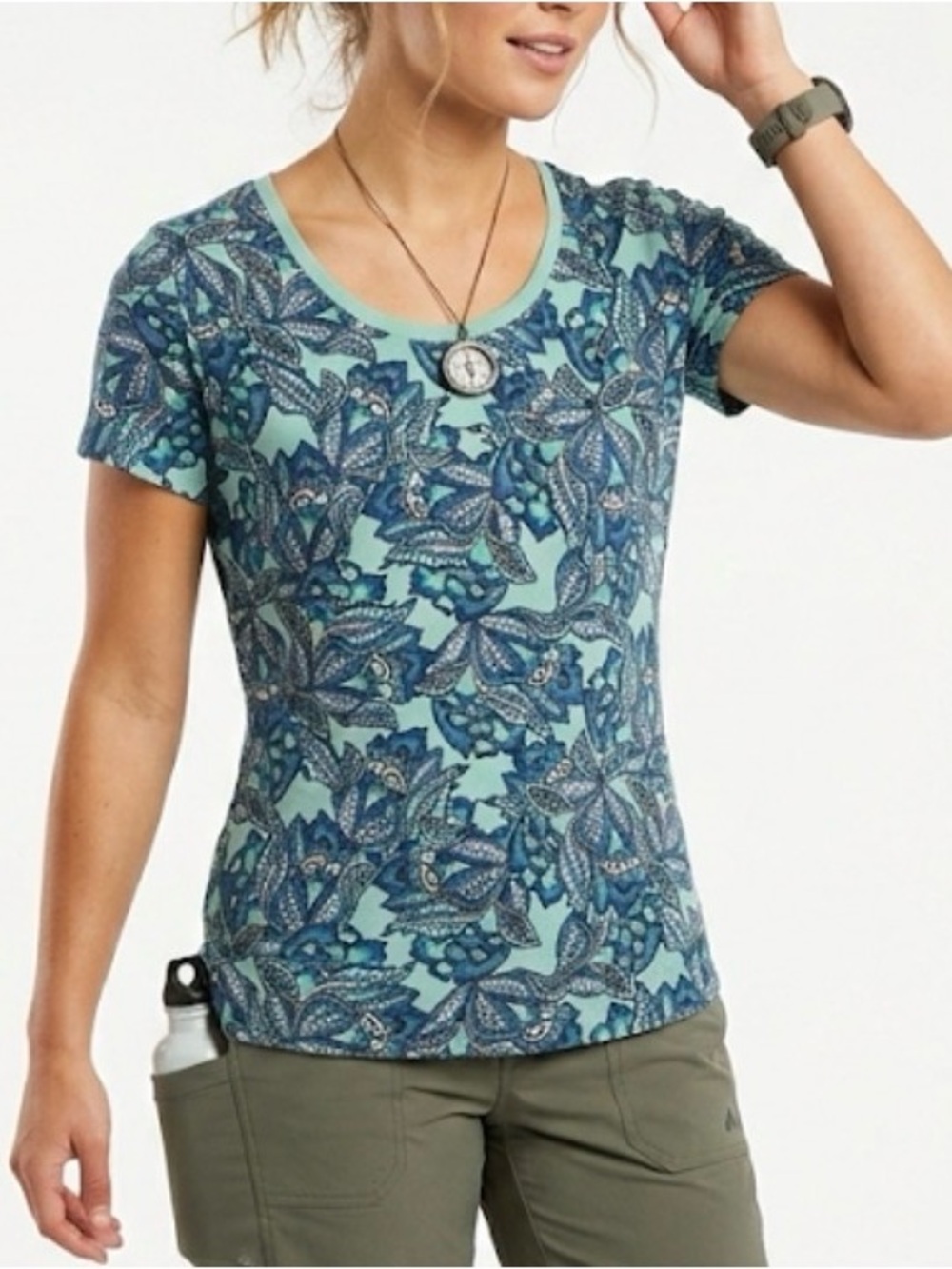 Sherpa Adventure Gear Teal Paisley Organic Cotton Short Sleeved Tee - Medium